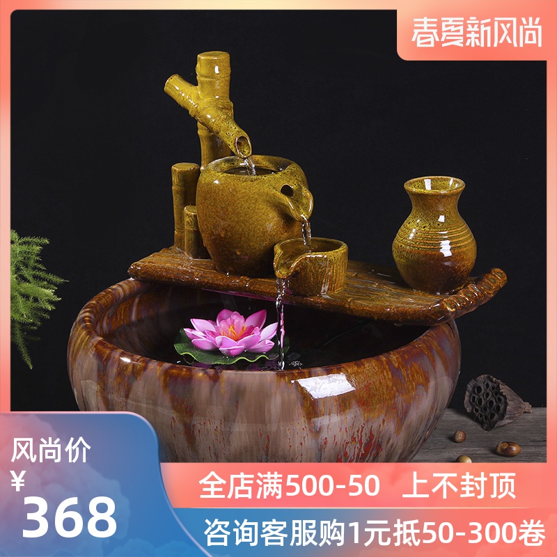 Package mail jingdezhen ceramic aquarium goldfish bowl lotus cylinder tortoise ceramic creative fish goldfish bowl aquarium