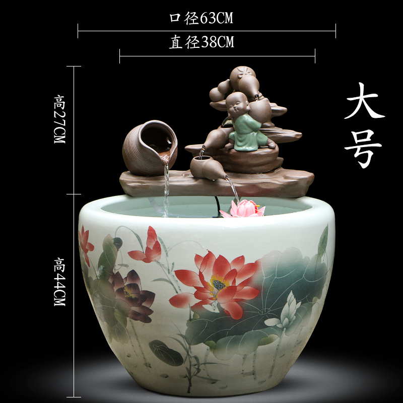 Art spirit of jingdezhen ceramic goldfish bowl courtyard tank aquarium black lotus turtle pond lily lotus home