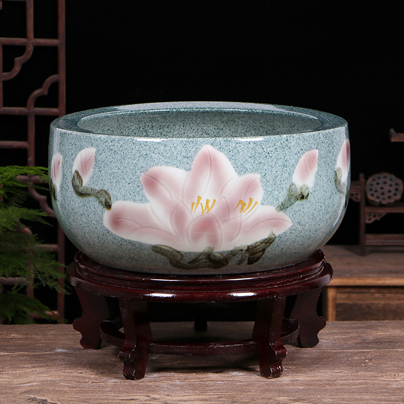 Restoring ancient ways of jingdezhen ceramic aquarium water lily big crock pot lotus bowl lotus basin tortoise tank cylinder goldfish bowl furnishing articles