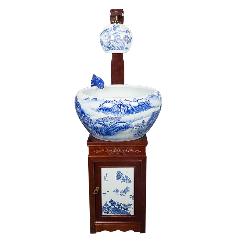 Jingdezhen ceramic aquarium home sitting room office feng shui furnishing articles filtering circulation of water fish home sitting room
