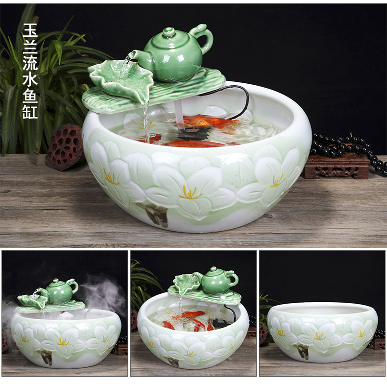 Jingdezhen ceramic aquarium water fountain in the sitting room of small creative goldfish bowl fish bowl furnishing articles sitting room adornment