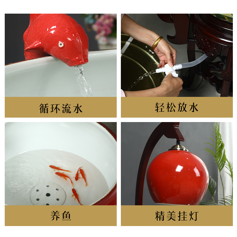 Jingdezhen ceramic aquarium filter home office open ceramic with lamp water aquarium decorative furnishing articles