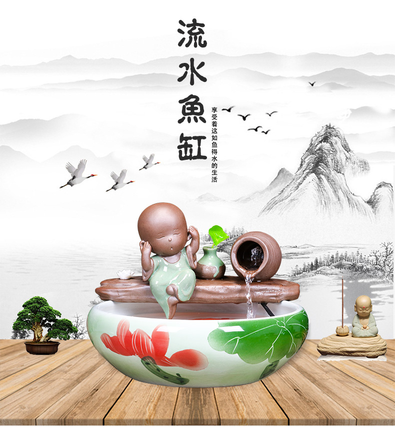 Jingdezhen ceramic aquarium desktop fountain water tank household small fish bowl decorated living room a goldfish bowl