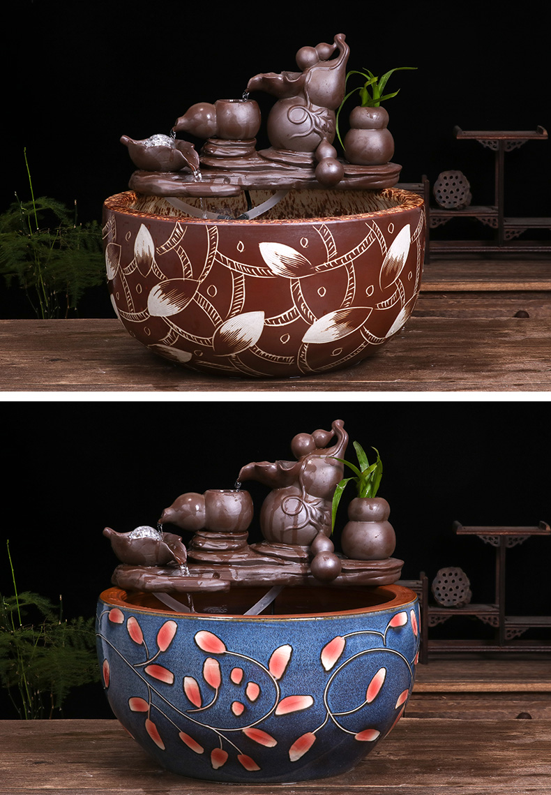 Jingdezhen ceramic aquarium bowl lotus lotus basin of circulating water device goldfish bowl raising goldfish bowl home furnishing articles