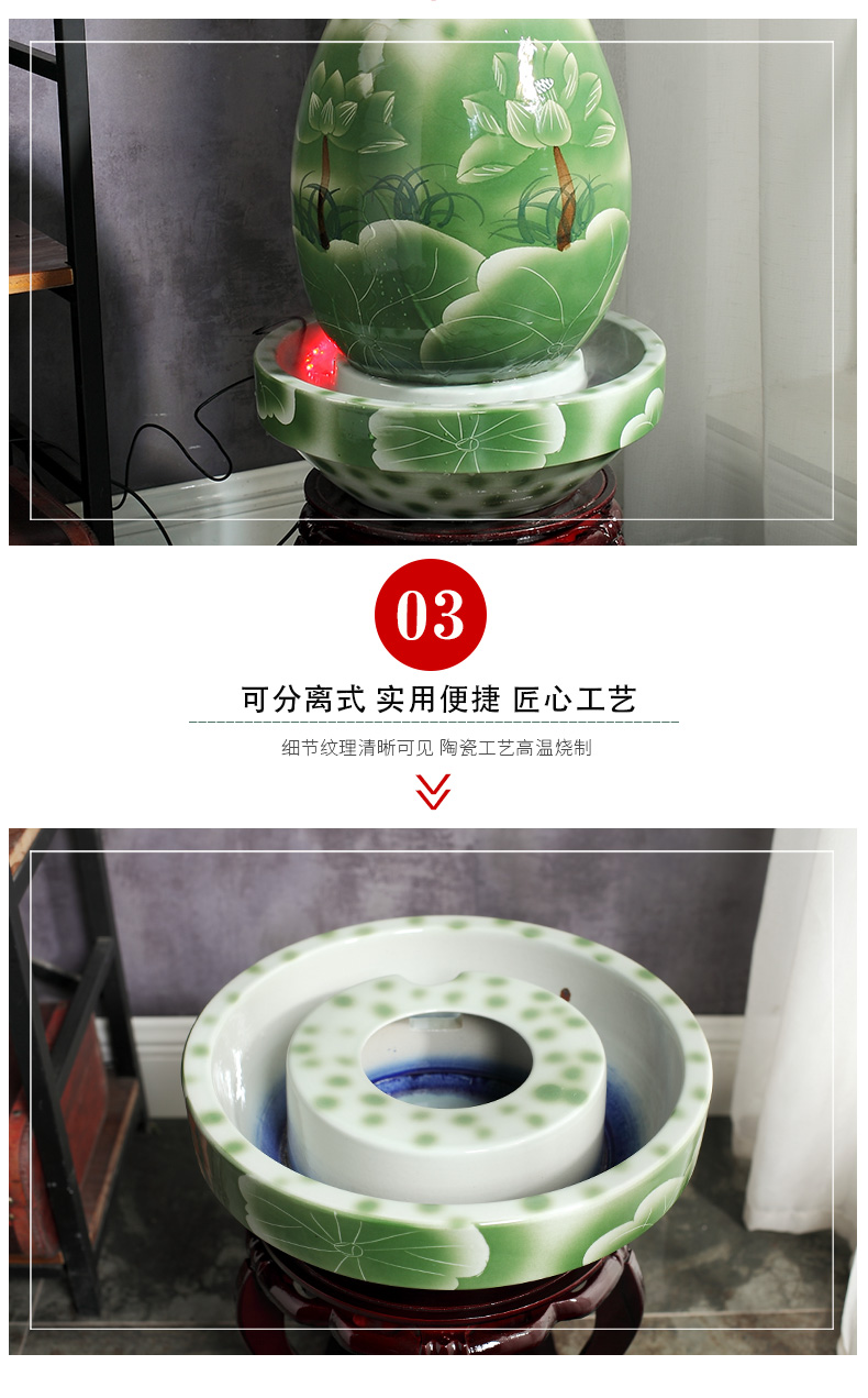 Jingdezhen ceramic fish small sitting room aquarium water fountain creative household humidifier water tank