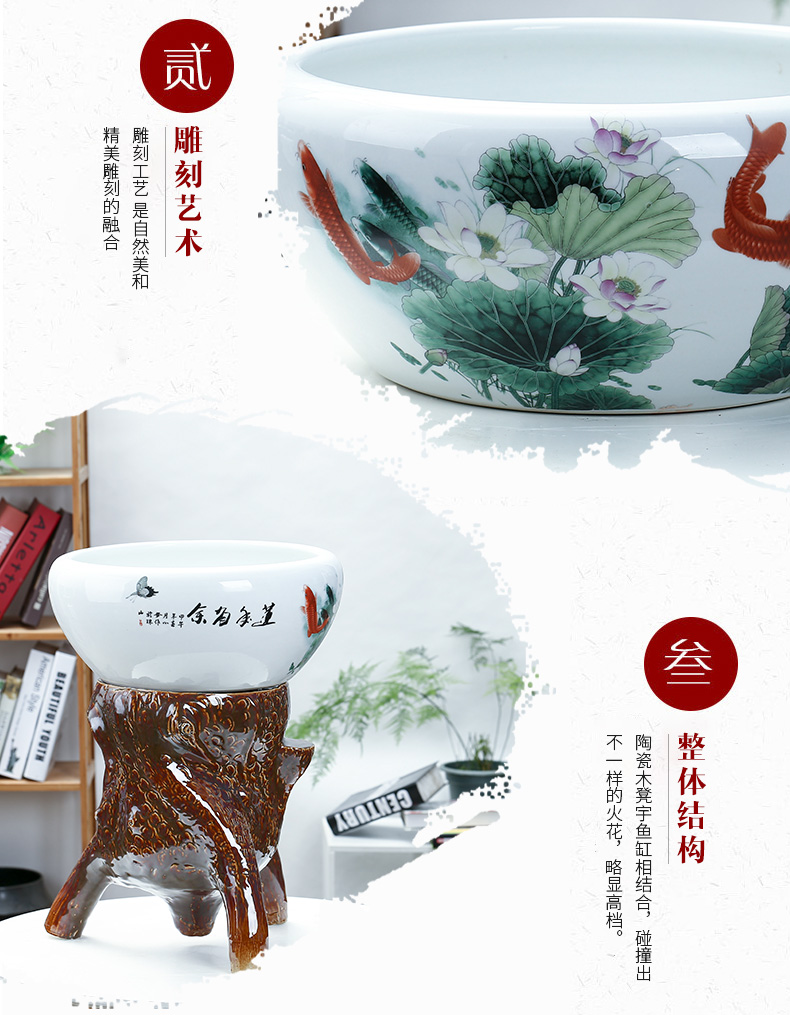 Jingdezhen aquariums small sitting room feng shui plutus pillar landing turtle goldfish pond lily bowl lotus