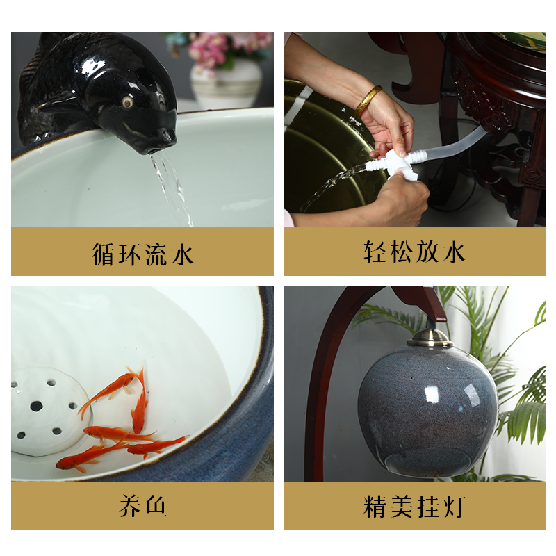 Jingdezhen ceramic aquarium tank circulation water filters turtle sitting room home a goldfish bowl and oxygen cylinder