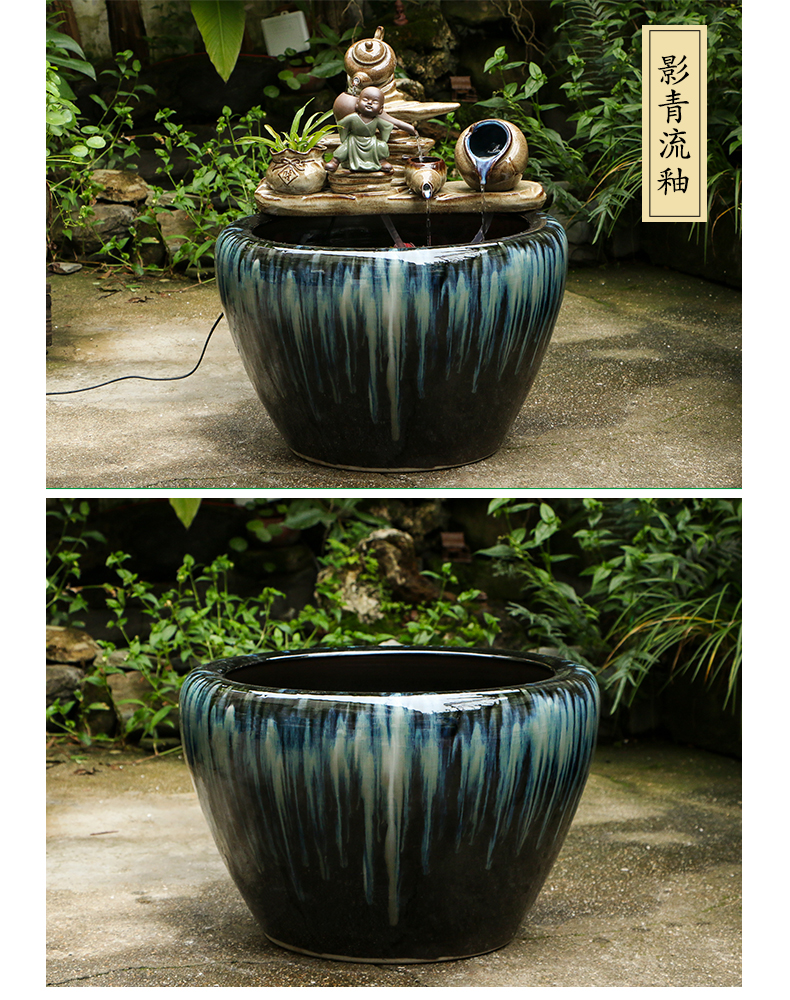 Art spirit of jingdezhen ceramic water tank yard restoring ancient ways humidifying small place feng shui plutus circulation to raise a goldfish bowl