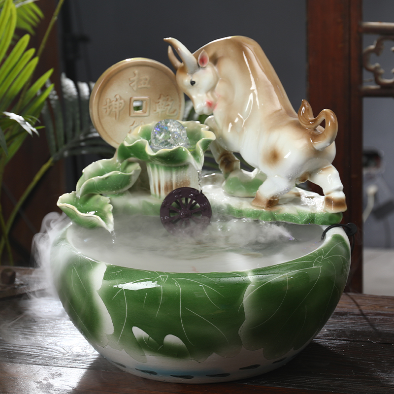 Ceramic water tank in plutus feng shui wheel furnishing articles home office desktop adornment opening housewarming gift