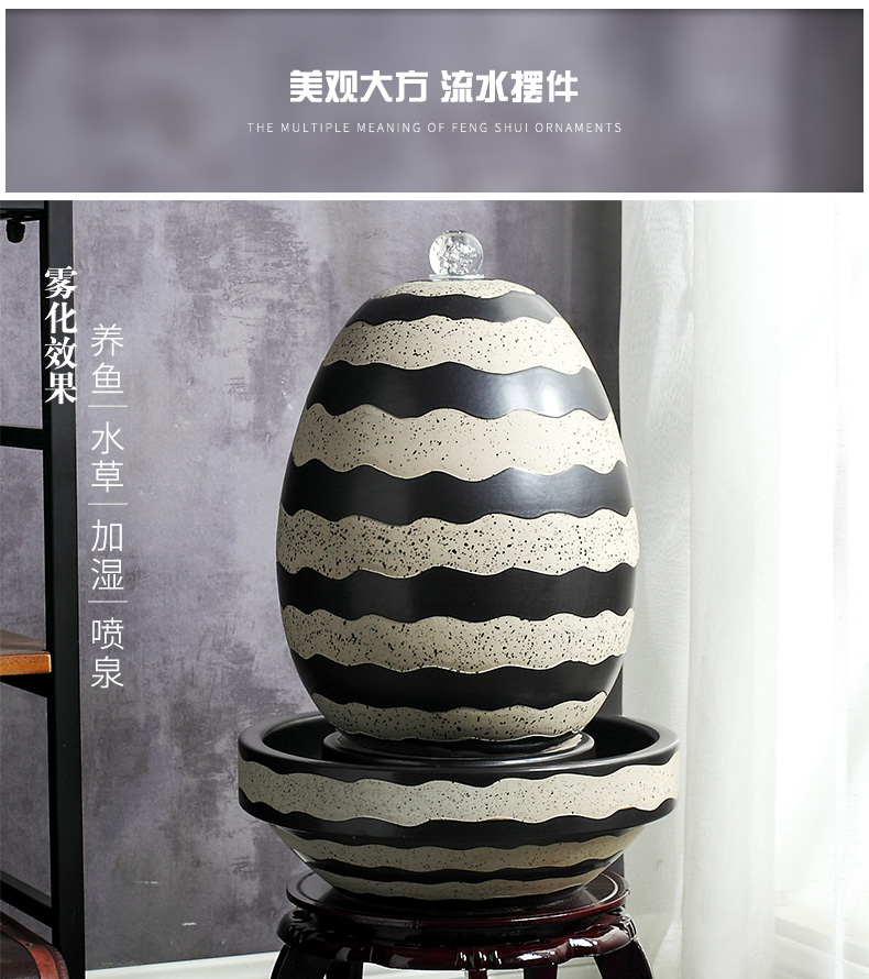 Jingdezhen ceramic fish small sitting room aquarium water fountain creative household humidifier water tank