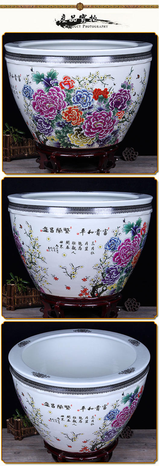Jingdezhen ceramic aquarium pet gold fish tank water lily basin bowl lotus lotus cylinder cylinder tortoise GangPen sitting room place the flood water