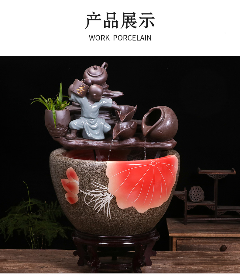 Jingdezhen ceramic aquarium small household adornment miniascape of furnishing articles desktop goldfish bowl office sitting room aquarium fish