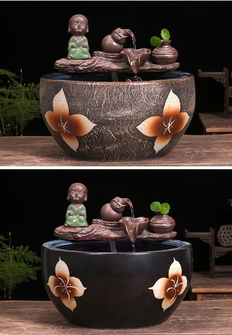 Jingdezhen ceramic aquarium bowl lotus lotus basin of circulating water device goldfish bowl raising goldfish bowl home furnishing articles