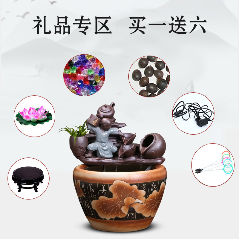 Jingdezhen ceramic goldfish bowl sitting room balcony office water fountain aquarium place feng shui plutus fish bowl