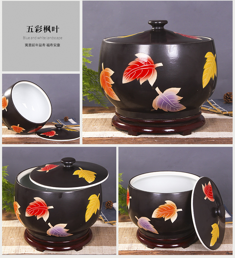 Art spirit of jingdezhen ceramic barrel ricer box store meter box with cover insect - resistant seal tank cylinder storage tank