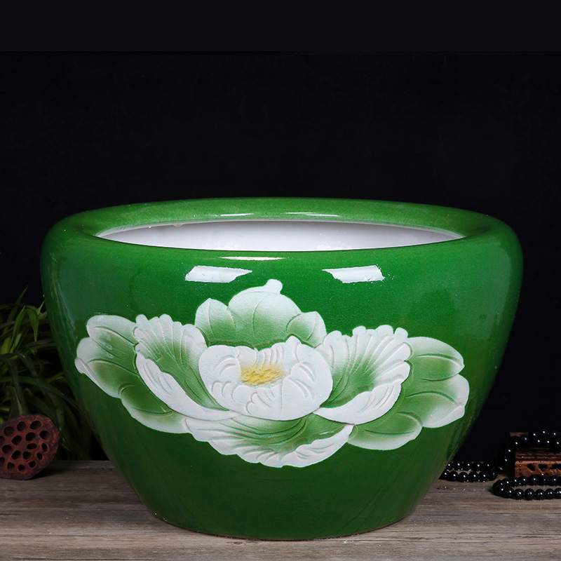 Jingdezhen ceramic household fish small sitting room aquarium water fountain creative household adornment water tank