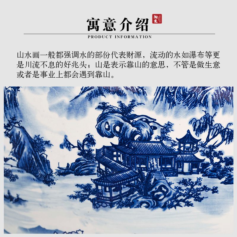 Jingdezhen ceramic blue 1 meter aquarium turtle cylinder goldfish bowl lotus household decorates sitting room small place