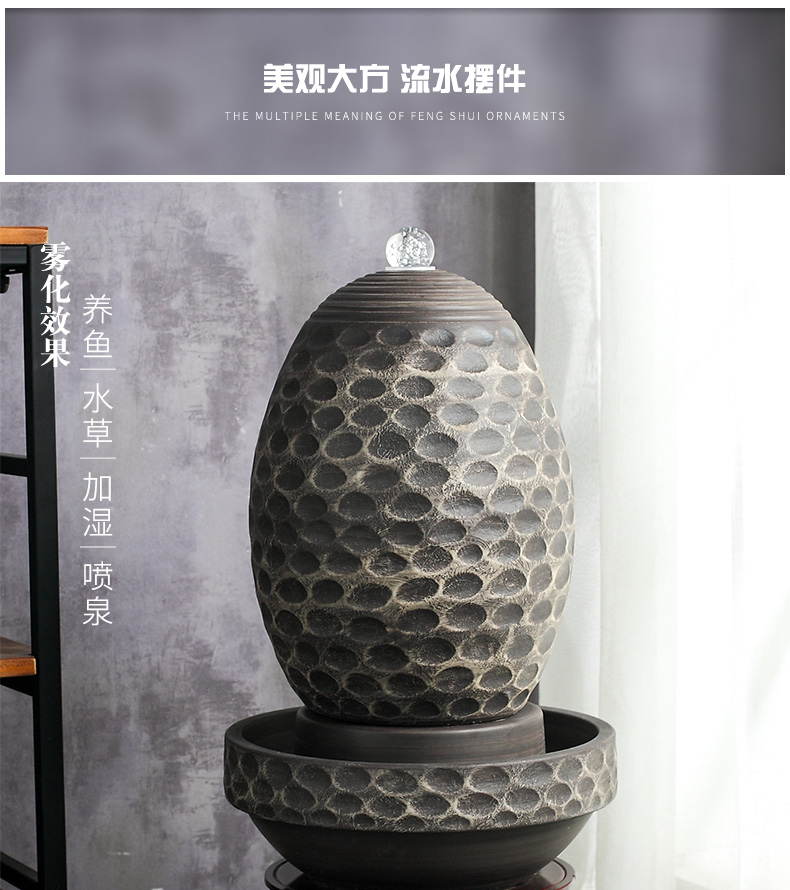 Jingdezhen ceramic fish small sitting room aquarium water fountain creative household humidifier water tank