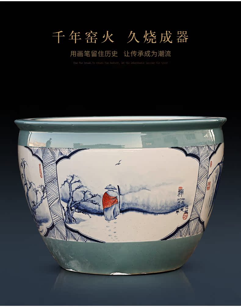 Ceramic aquarium size extra large courtyard lotus lotus flower POTS outside aquarium tank wind collectors cylinder tank