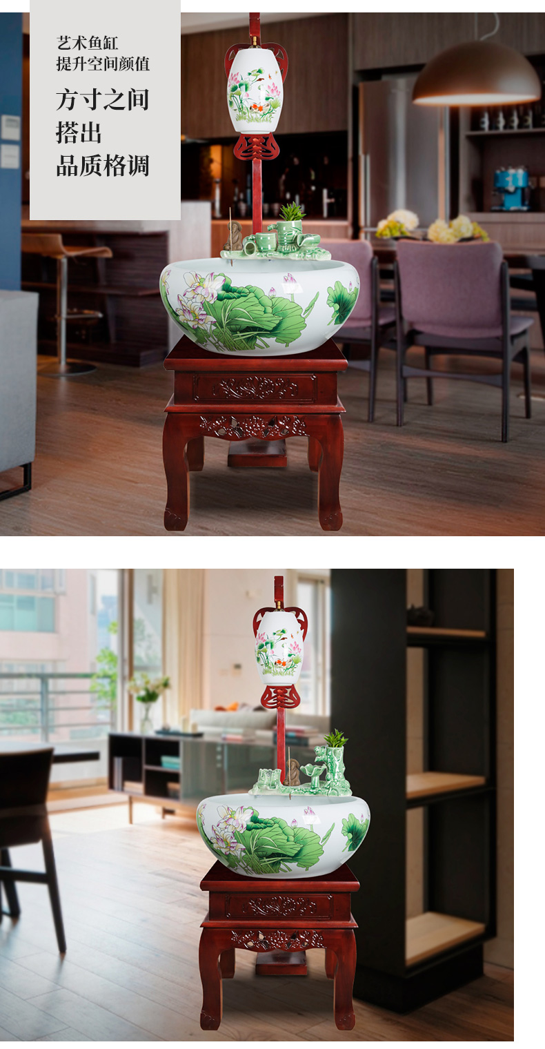 Household jingdezhen ceramic goldfish bowl loop filter aquarium water atomized humidifying goldfish bowl sitting room place