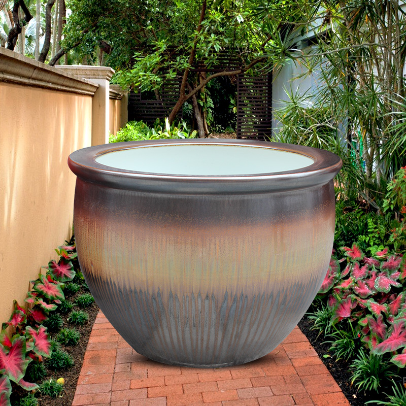 Blue and white porcelain tank 1 meter big basin of water tanks porcelain jar water lily lotus bowl lotus cylinder cylinder tortoise courtyard
