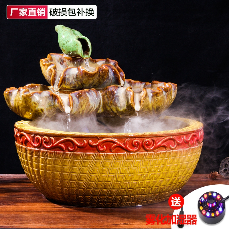 Ceramic fountain water atomizing humidifier furnishing articles home sitting room waterscape feng shui wheel the accumulate aquarium desktop decoration
