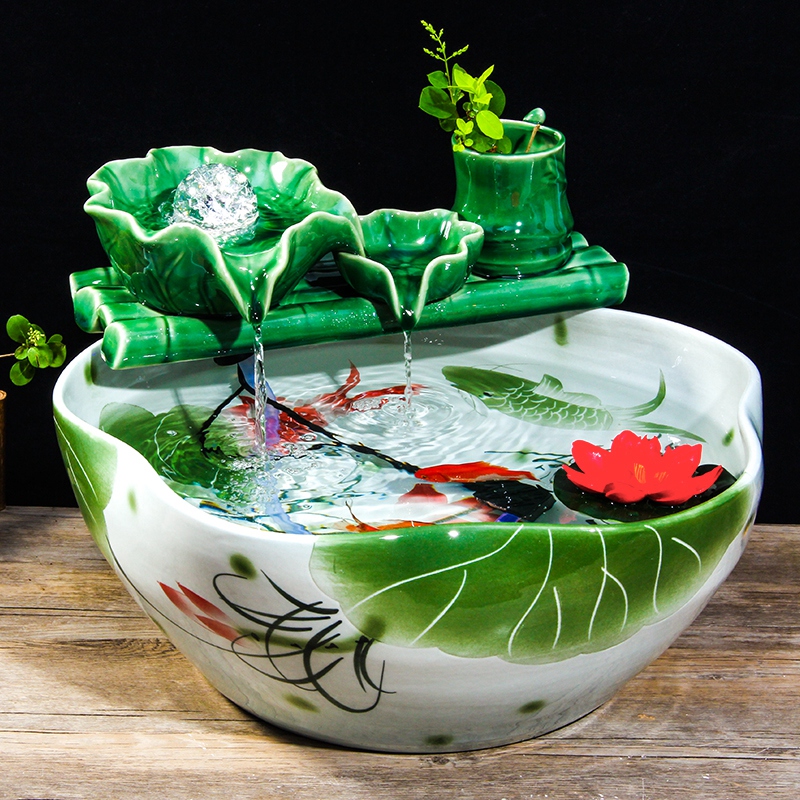 Jingdezhen ceramics aquariums goldfish bowl ceramic turtle cylinder water lily cylinder feng shui small home aquarium