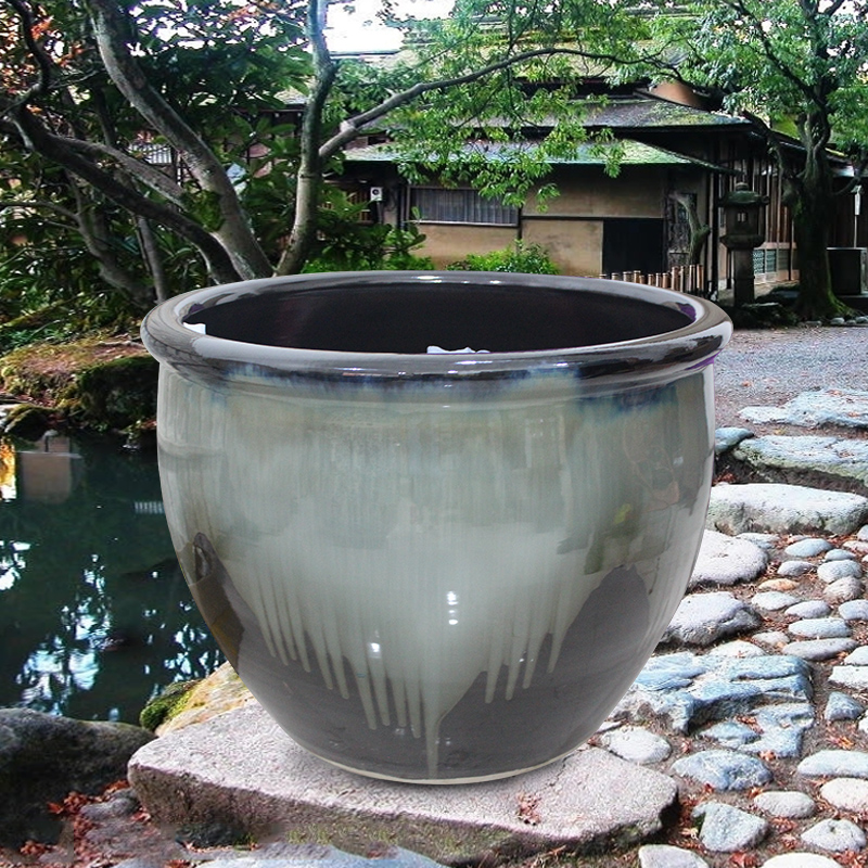 Blue and white porcelain tank 1 meter big basin of water tanks porcelain jar water lily lotus bowl lotus cylinder cylinder tortoise courtyard