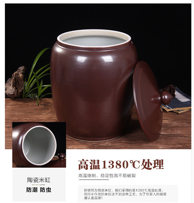 Jingdezhen household moistureproof ceramic cylinder barrel ricer box 20 jins 30 jins the loaded with cover cylinder tank rice storage tank