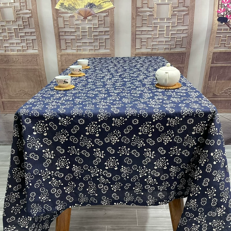 Ethnic blue and white rectangular retro cloth, ethnic style, cotton and linen