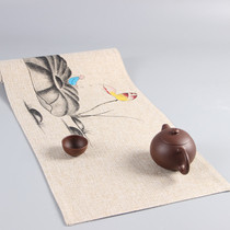 Hand-painted tablecloth Chinese tea Ciya cotton linen Zen Chinese style tea tablecloth Tea ceremony tea flag