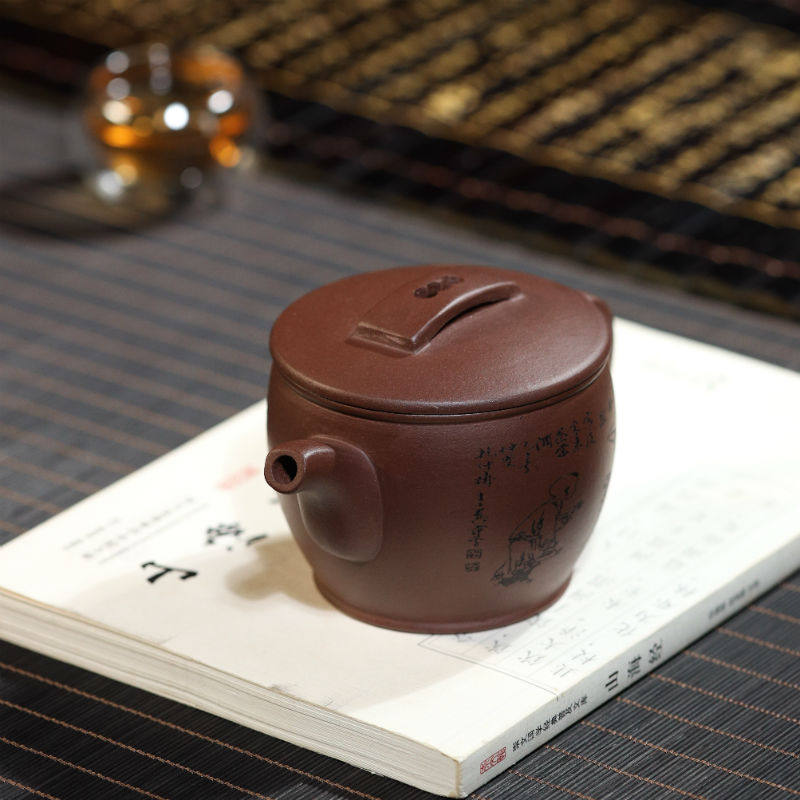 Yixing Purple Sand Pot Pure Handmade Original Mine Famous non-ceramic Home Suit Ball hole Bubble Teapot Tea Ware Purple Clay Hanwa