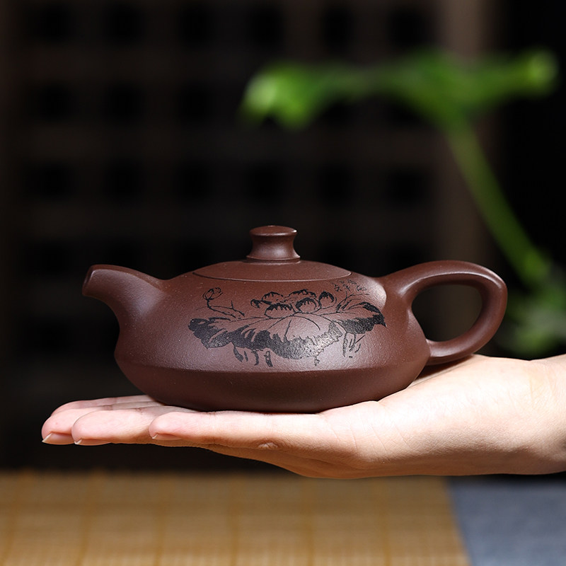 Yixing purple clay teapot raw ore famous handmade kung fu teapot set household non-ceramic tea set purple clay clear fun pot