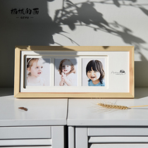 When a few days and three times with wooden photo frame table washing photos wedding photos baby children photo ornaments solid wood logs