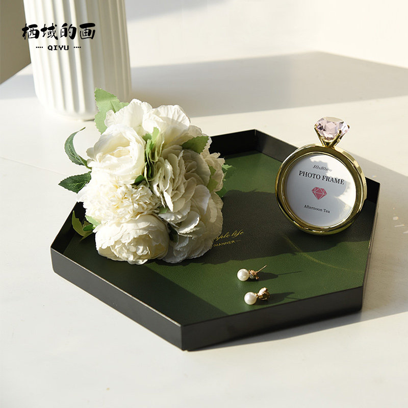 Time Few Beginnins Wind Iron Art Leather tray Home Genguan Tea House tray Nordic Jewelry Pan Afternoon Tea Tray