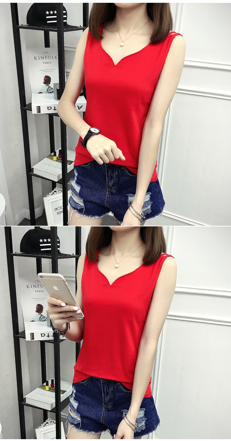 Sợi yafu vest dây áo sơ mi mùa hè mới kích thước lớn thường hoang dã lỏng v- cổ đáy vest nhỏ sling nữ quần áo thời trang nữ