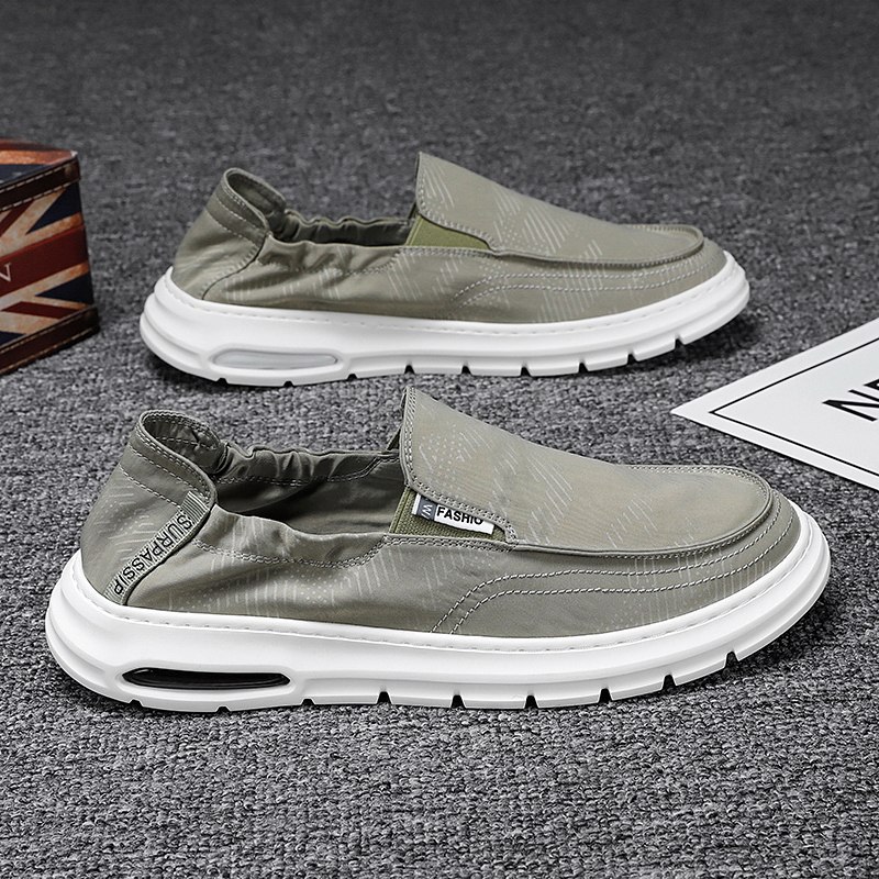 Canvas shoes men's summer thin breathable lazy one pedal old Beijing cloth shoes deodorant driving ice silk air cushion tide shoes