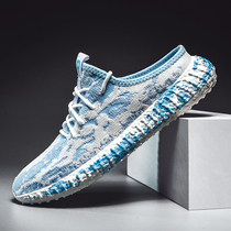 Slippers Men 2022 New Summer Sloth Outside Wearing Baotou Cold Tug Without Heel Non-slip Driving Beach Semi-Drag Sandals