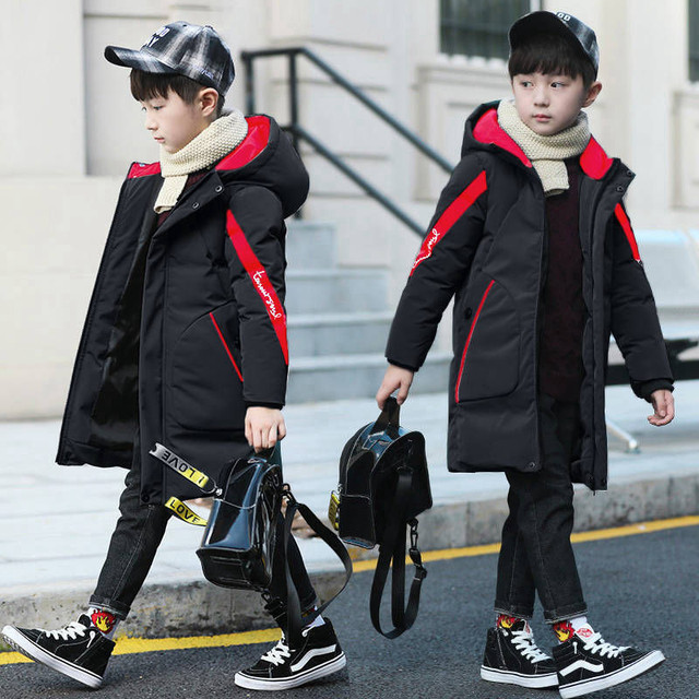 Boys' padded clothes thickened winter 2022 new mid-length children's down cotton-padded jacket boys' cotton-padded jacket middle and big children's coat