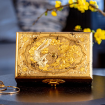 Pingyao lacquerware jewelry box handmade jewelry three gold high grade small exquisite storage box high grade Chinese style wedding gift