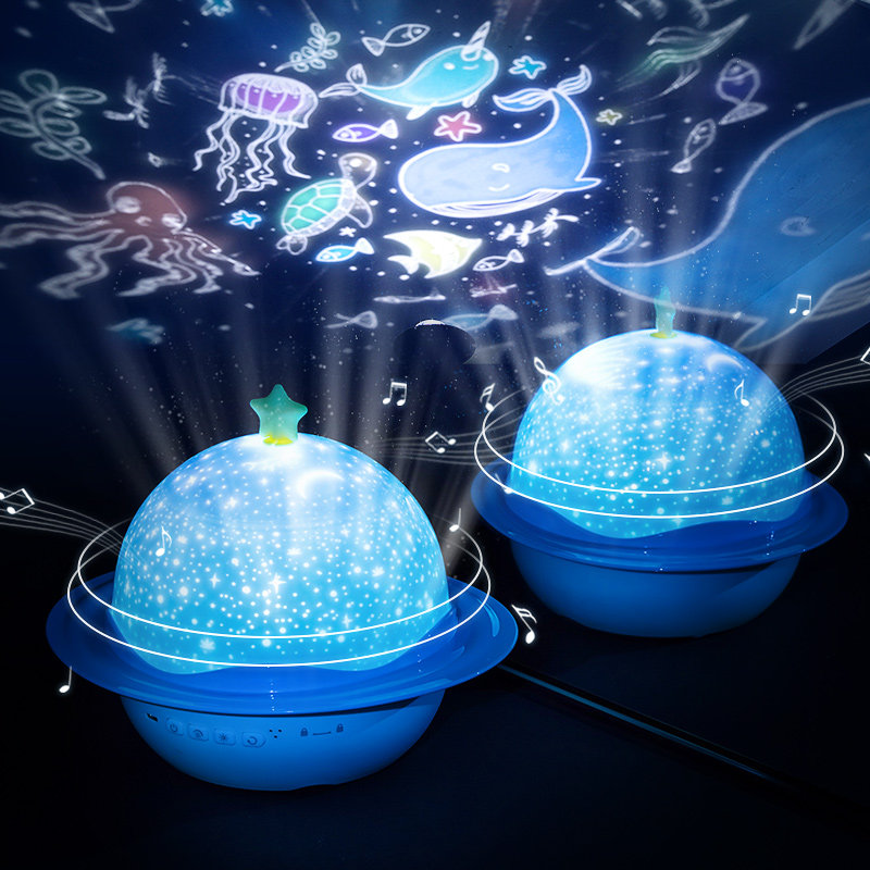 Ocean starry sky light projector children's toy girl full of stars light top New Year's atmosphere night light music box