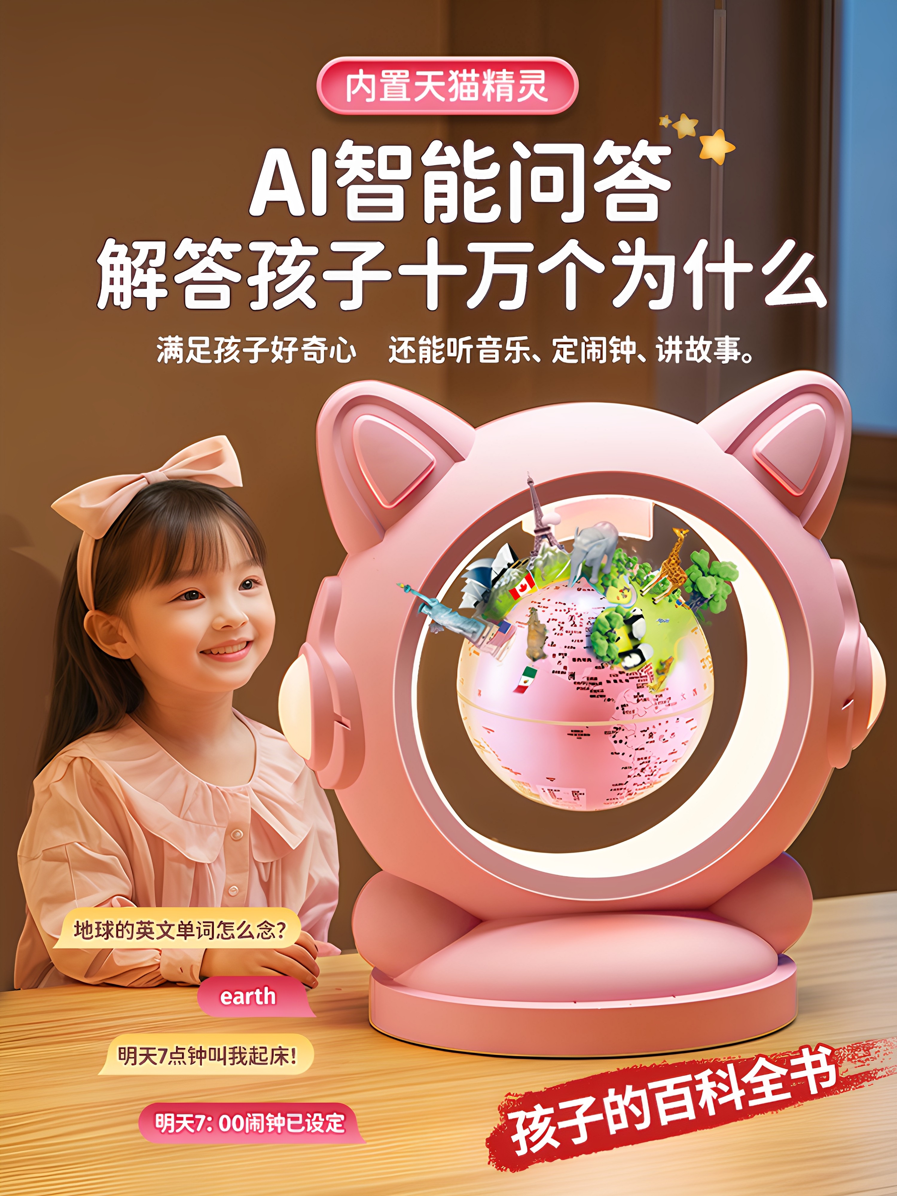 Children's Toys for Girls, New Year's and Birthday Gifts for 6-Year-Olds and Above, 9-Year-Olds, 10-Year-Old Little Girls, Ai Magnetic Levitation Globe