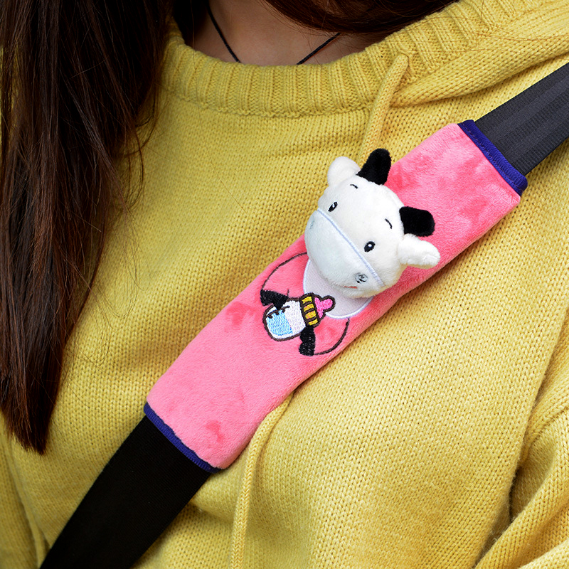 Extended car seat belt shoulder cover Cartoon children's car seat belt shoulder cover Plush car interior product set