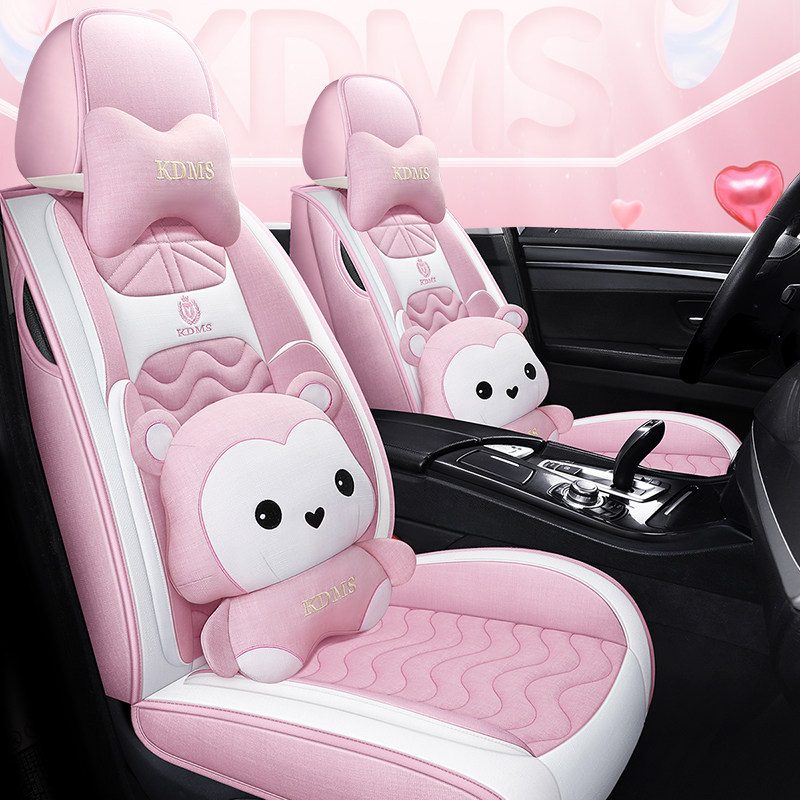 Honda CRV Civic XRV Lingpai City Binzhi cartoon female car seat cover four seasons special all-inclusive linen cushion