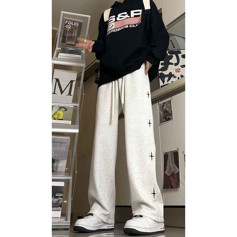American Style Men's Summer Trendy Loose Gray Sweatpants Straight-Leg 2026 New Casual Thin Sports Long Pants American Style Men's Summer Trendy Loose Gray Sweatpants Straight-Leg 2026 New Casual Thin Sports Long Pants