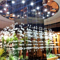 Hotel atrium pendant electroplating fish restaurant aerial decorations hanging ornaments creative glass fish Home Soft