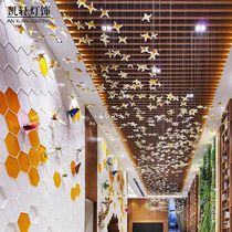 Creative glass four-corner star hanging decoration sales department shopping mall atrium Air creative ceiling hanging ornaments