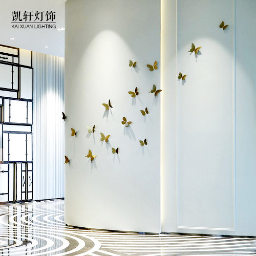 Creative Stainless Steel Etched Metal Hollowed-out Butterfly Pendant Accessories Home Sofa Xuan Guan Background Wall Wall Decoration Wall Sticker