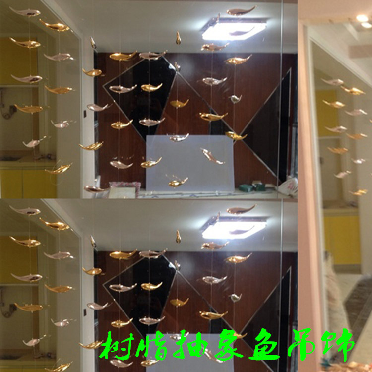 Hotel Atrium Hanging Accessories Electroplating Fish Dining Room Air Adornment Pendant Pendant Creative Resin Group Fish Home Soft Clothing