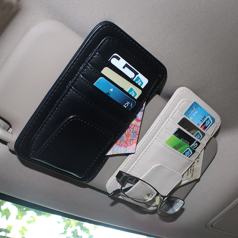 Car Glasses Clip Vehicular Glasses Case Car Card Name Sheet Clip Clips Eye Case Containing Visor Card Leather Clip